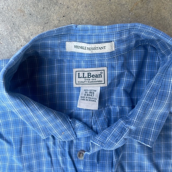 LL Bean Blue Plaid Traditional Fit Short Sleeve Button Up Shirt Men’s XL - Picture 2 of 5